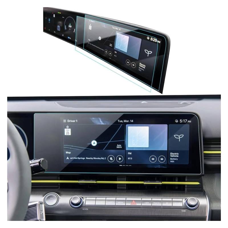 GPS Schutzfolie 2PCS PET Screen Protector Film Für Hyundai Für Kona SX2 2024 Auto GPS Touchscreen Navigation Display Screen Protector Zubehör Navigation Schutzfolie von AVFORA