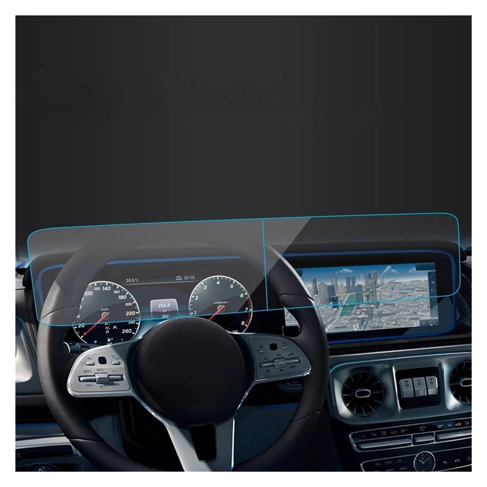 GPS Schutzfolie Auto Aufkleber Screen Protector Navigator Display Gehärtetem Glas Schutz Film Für Benz Für G-Klasse 2023 Auto Zubehör Navigation Schutzfolie(Blue For23 G-Class L) von AVFORA