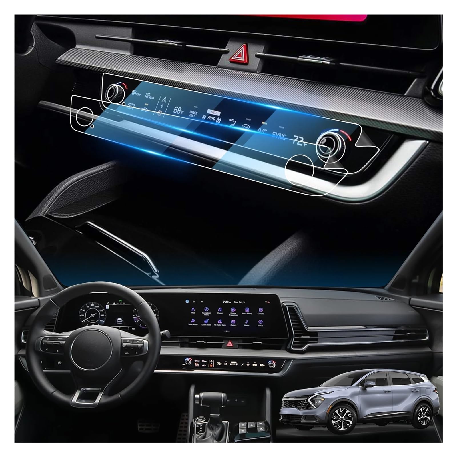 GPS Schutzfolie Auto Klimaanlage Screen Protector Für Kia Für Sportage NQ5 2022 2023 Auto Innen Zubehör PET Film Navigation Schutzfolie von AVFORA