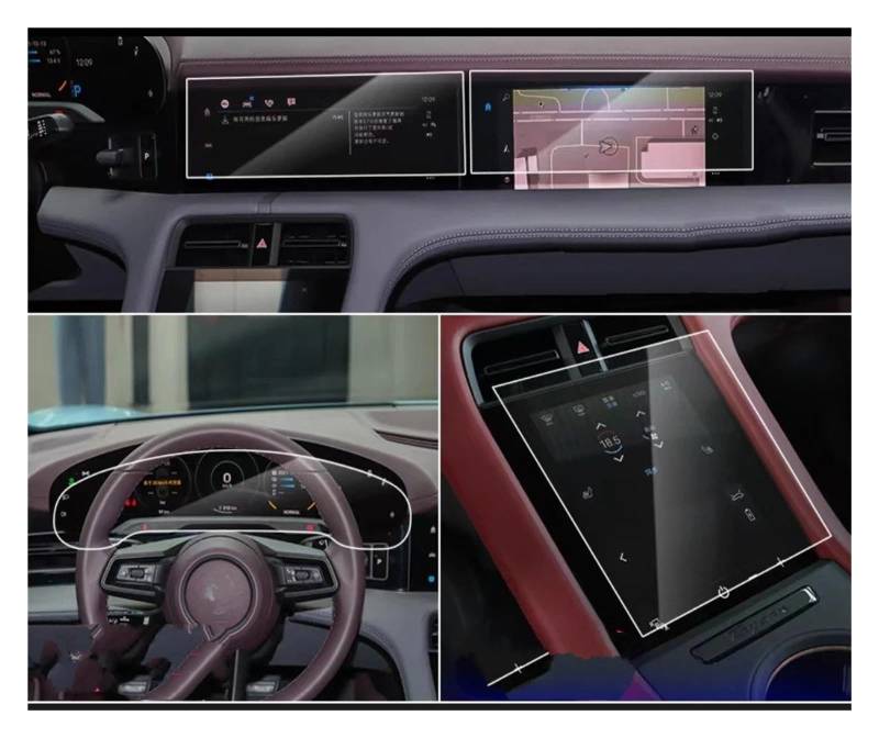 GPS Schutzfolie Auto-LCD-GPS-Navigation Aus Gehärtetem Glas Und Armaturenbrett-Bildschirmschutzfolie Für Für Taycan 2020–2022 Navigation Schutzfolie(4 Stück) von AVFORA