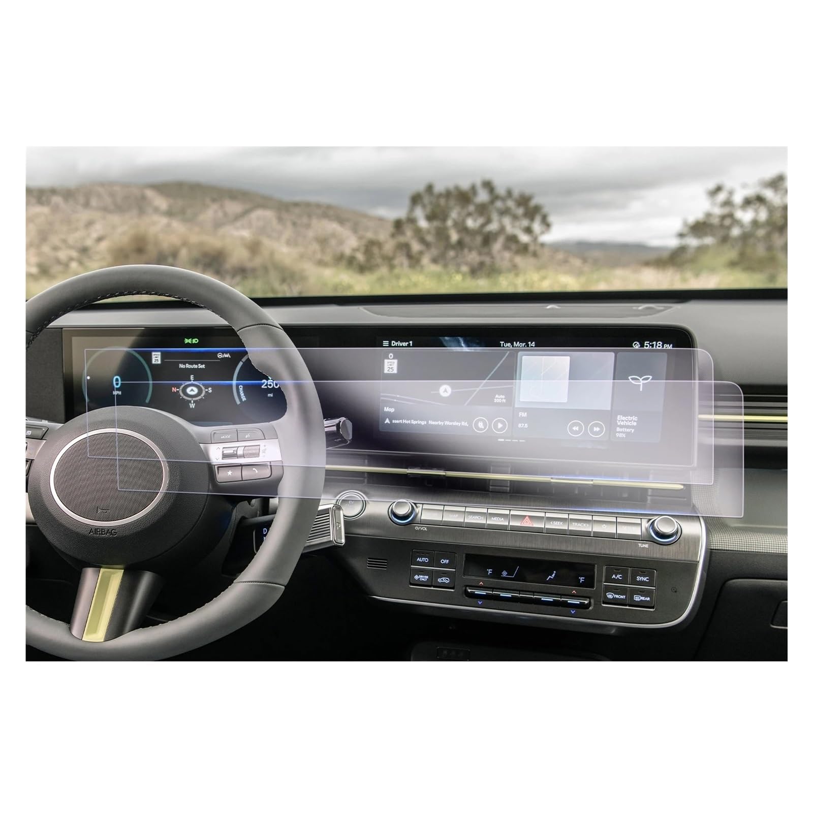 GPS Schutzfolie Auto-Navigation & LCD-Instrument Nano-Displayschutz Für Hyundai Für Kona SX2 2023 2024 Auto-Zubehör Navigation Schutzfolie(Left Hand Drive) von AVFORA