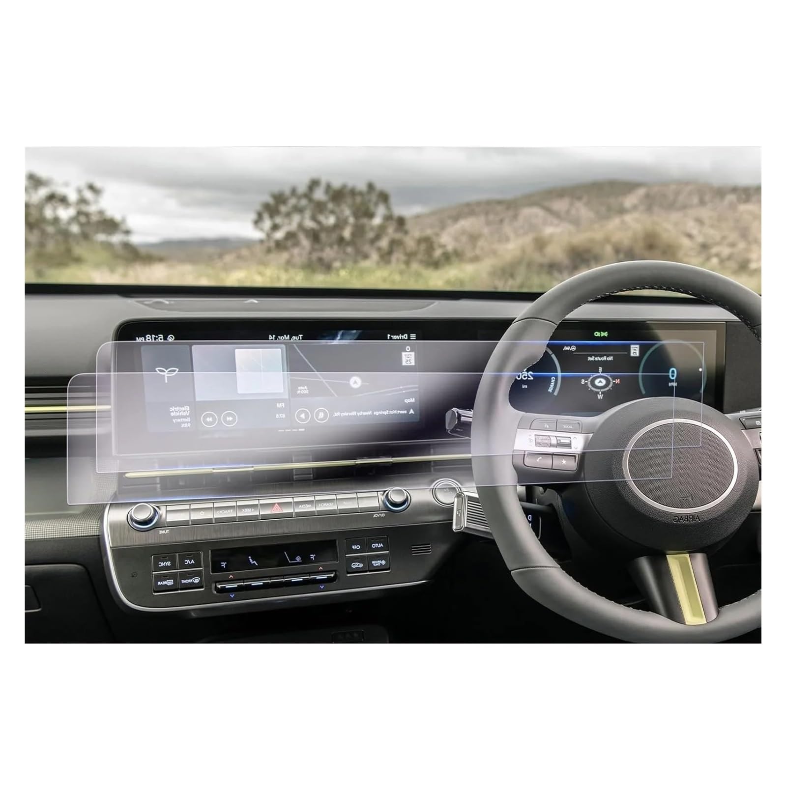 GPS Schutzfolie Auto-Navigation & LCD-Instrument Nano-Displayschutz Für Hyundai Für Kona SX2 2023 2024 Auto-Zubehör Navigation Schutzfolie(Right Hand Drive) von AVFORA