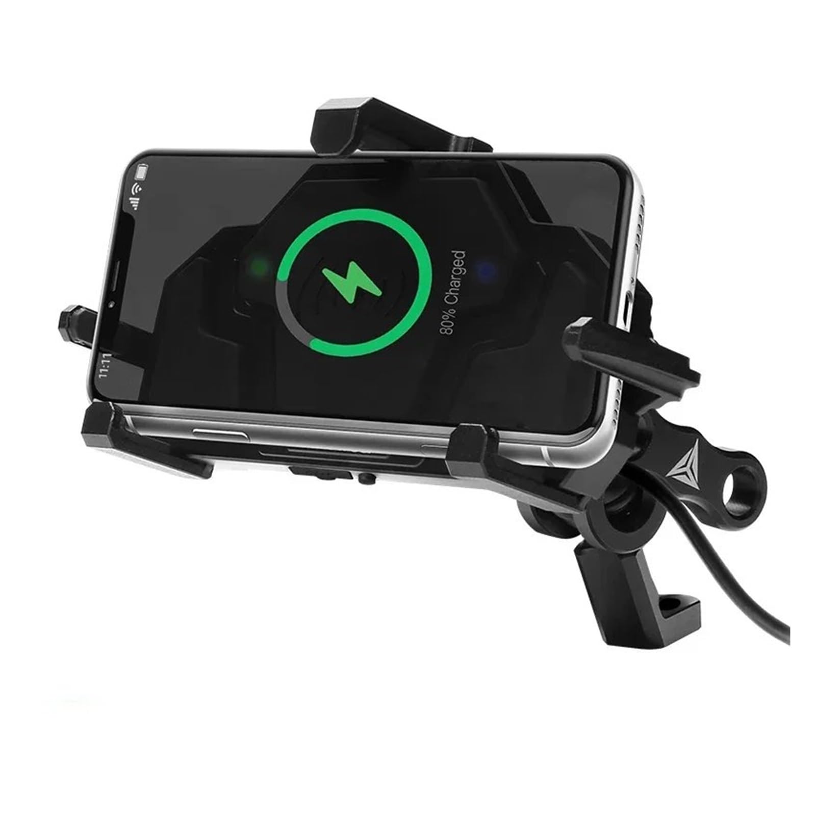 Motorrad Telefonhalter 3.0 Schnelllade-Handyhalterung Für Motorrad, Stoßfest, Navigation, Handyhalterung, Motorrad, Stoßdämpfung, Aluminiumlegierung Handyhalterung(B-Charging Mirror) von AVFORA