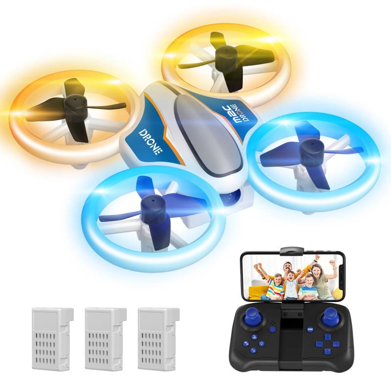 Mini Drohne mit Kamera HD 720P für Kinder, RC Drone mit LED Lichter, 3D Flips, Kopflosem Modus und 3 Akkus, 21 Min Lange Flugzeit, Spielzeug Drohne Helikopter für Kinder und Anfänger, Orange von AVIALOGIC