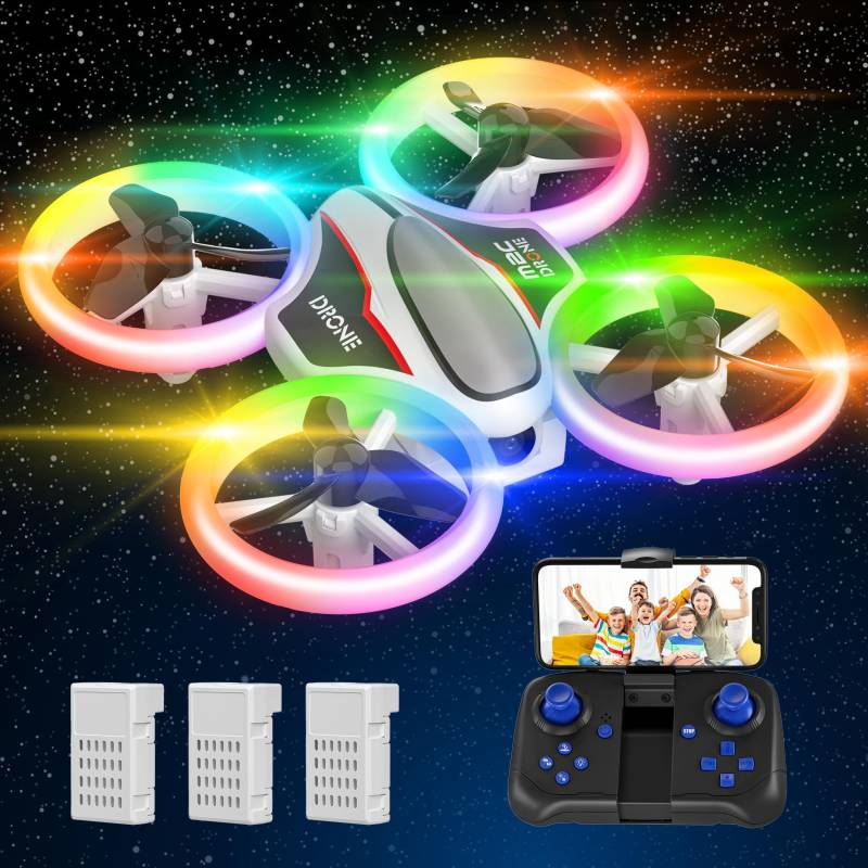 Mini Drohne mit Kamera HD 720P für Kinder, RC Drone mit Mehrfarbige LED Lichter, Quadrocopter mit 3D Flips und 3 Akkus, 21 Min Lange Flugzeit, Spielzeug Drohne Helikopter für Kinder und Anfänger von AVIALOGIC