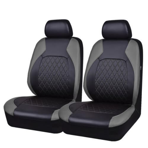 AVLIK Autositzbezüge Set für Opel Mokka A B 2012-2022, Auto Sitzauflage PU Leder Vordersitze Sitzschoner Schonbezüge Komplettset Zubehör,Grey- Front Seat Cover 1 Pair von AVLIK