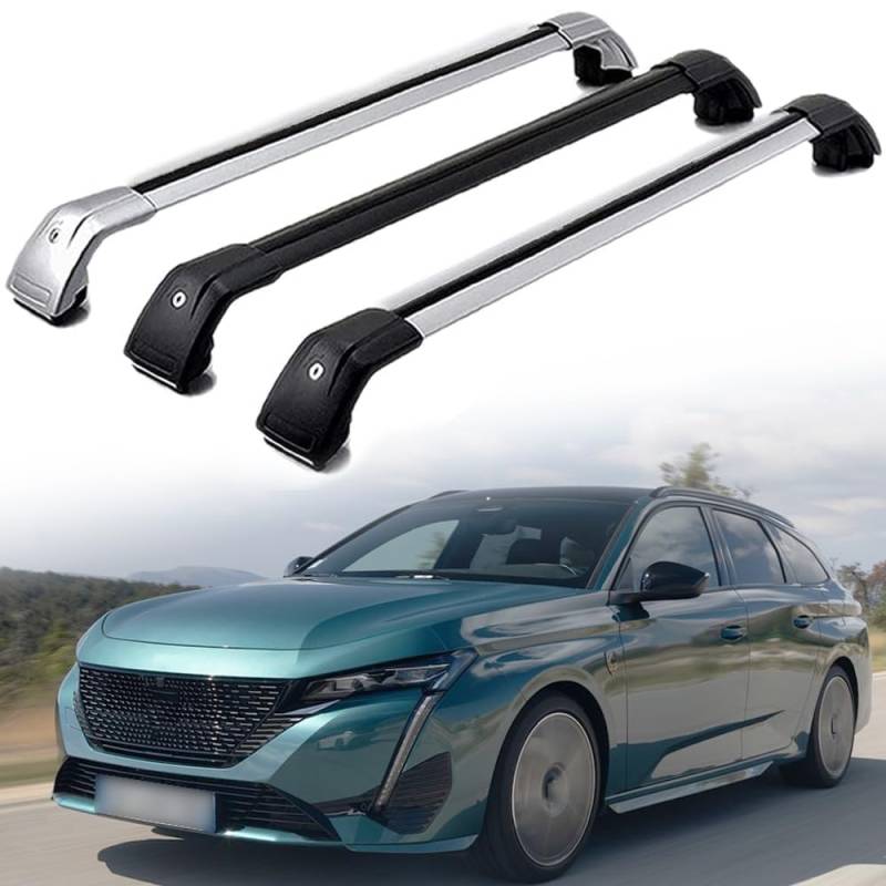 DachträGer RelingträGer für Peugeot 308 SW 2021-2023, Dachgepäckträger Aluminium AbschließBar mit Geschlossene Dachreling A Paar,Black-1 Pair von AVLIK