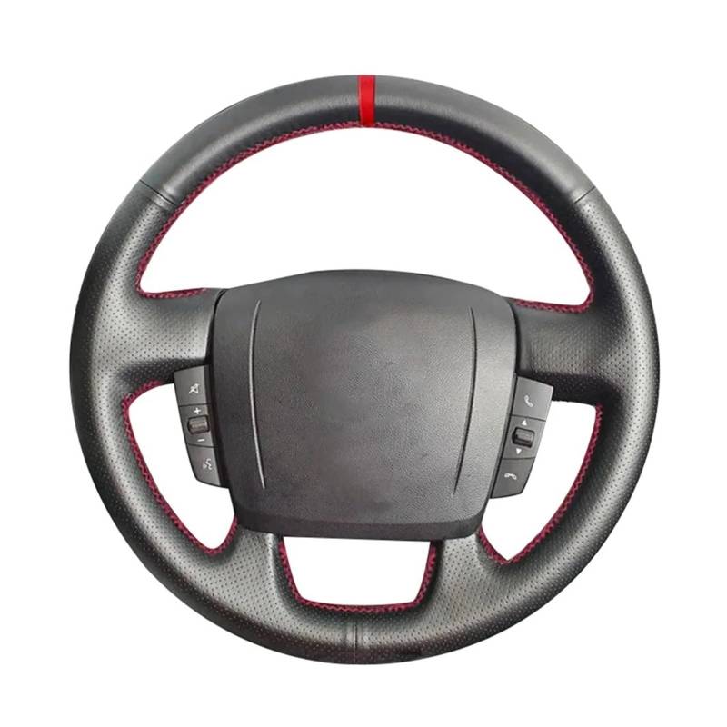 Lenkradbezug Auto Für FIAT für Ducato für Peugeot für Boxer für Citroen für Jumper Autozubehör rutschfeste perforierte Leder-Lenkradabdeckung Auto Lenkradhülle (Farbe : Red Thread) von AVLIK