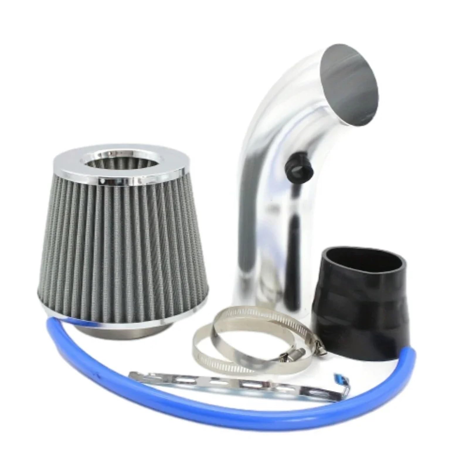 Auto-Luftansaugrohr 76mm Auto Umgerüstet Winter Pilzkopf Luftfilter Ansaugrohr Filter Flow Kaltluftfilter Aluminium Rohr Kit Auto-Luftansaugschlauch(Silber) von AVNVNCNO