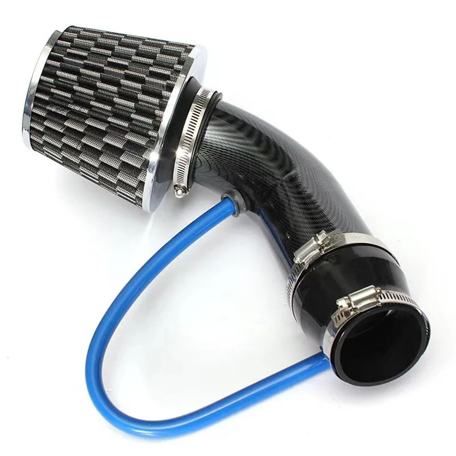 Auto-Luftansaugrohr 76mm Auto Umgerüstet Winter Pilzkopf Luftfilter Ansaugrohr Filter High Flow Hoch Kaltluftfilter Aluminium Rohr Kit Auto-Luftansaugschlauch(Carbon Grain) von AVNVNCNO