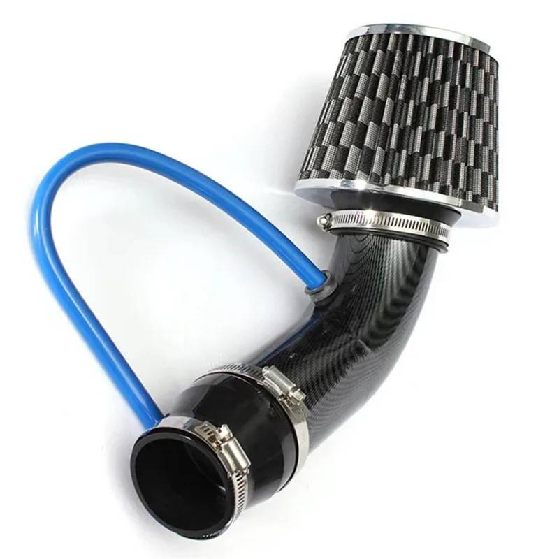 Auto-Luftansaugrohr Universal 3 "76mm Auto Auto Racing Cold Air Intake Rohr Turbo Induktion Rohr Rohr Kit Mit Luftfilter Kegel Aluminium DIY Auto-Luftansaugschlauch(Carbon) von AVNVNCNO