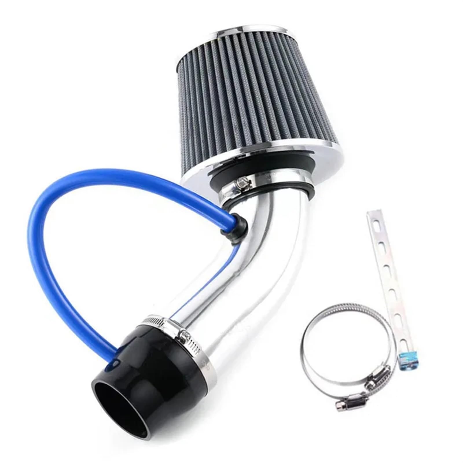 Auto-Luftansaugrohr Universal 3 "76mm Auto Auto Racing Cold Air Intake Rohr Turbo Induktion Rohr Rohr Kit Mit Luftfilter Kegel Aluminium DIY Auto-Luftansaugschlauch(Silber) von AVNVNCNO