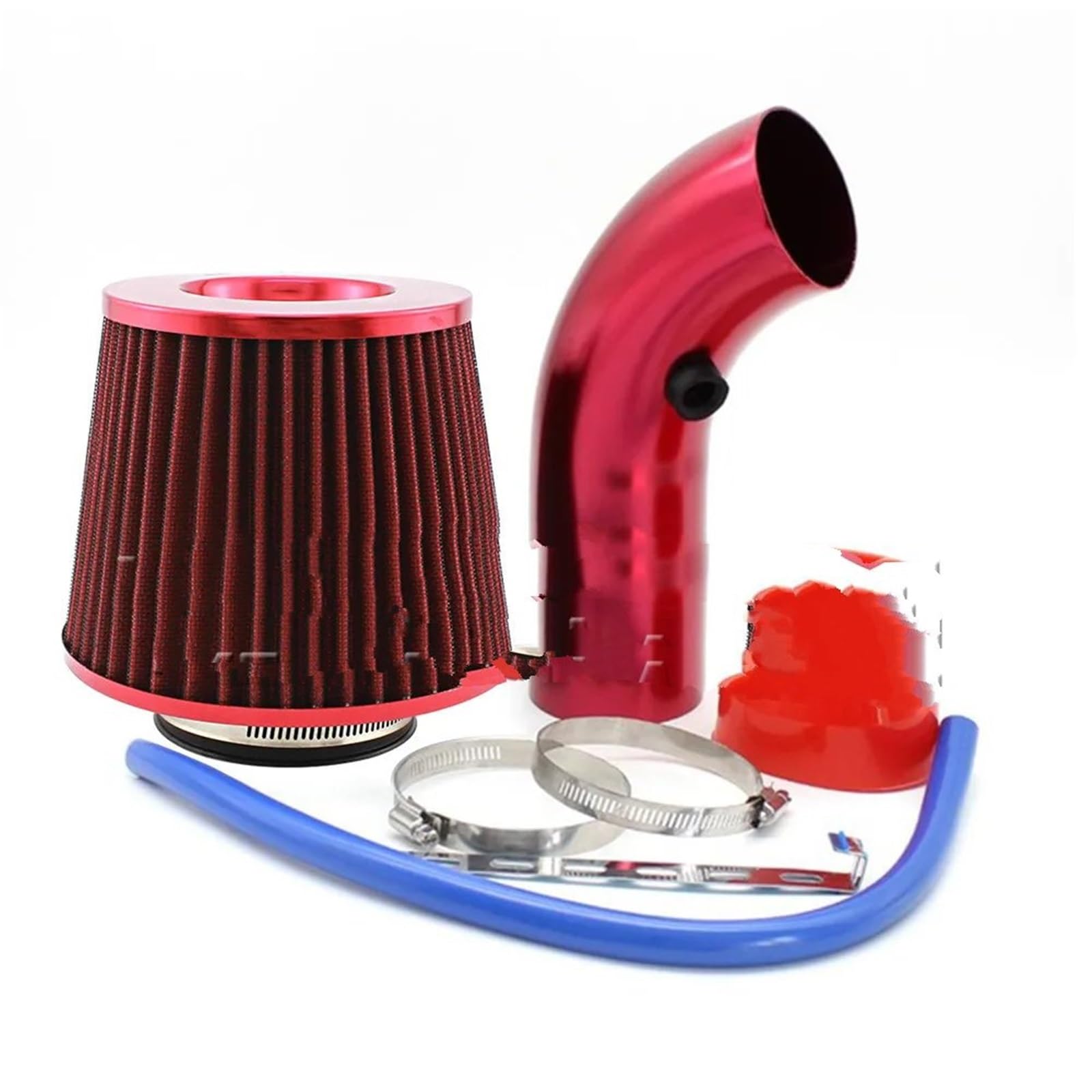 Auto-Luftansaugrohr Universal Alumimum 3 Zoll 76mm Auto Cold Air Intake Turbo Induktion Rohr Rohr Kegel Luftfilter Auto-Luftansaugschlauch(Rot) von AVNVNCNO