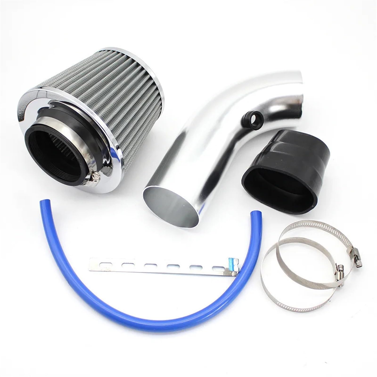 Auto-Luftansaugrohr Universal Alumimum 3 Zoll 76mm Auto Cold Air Intake Turbo Induktion Rohr Rohr Kegel Luftfilter Auto-Luftansaugschlauch(Silber) von AVNVNCNO