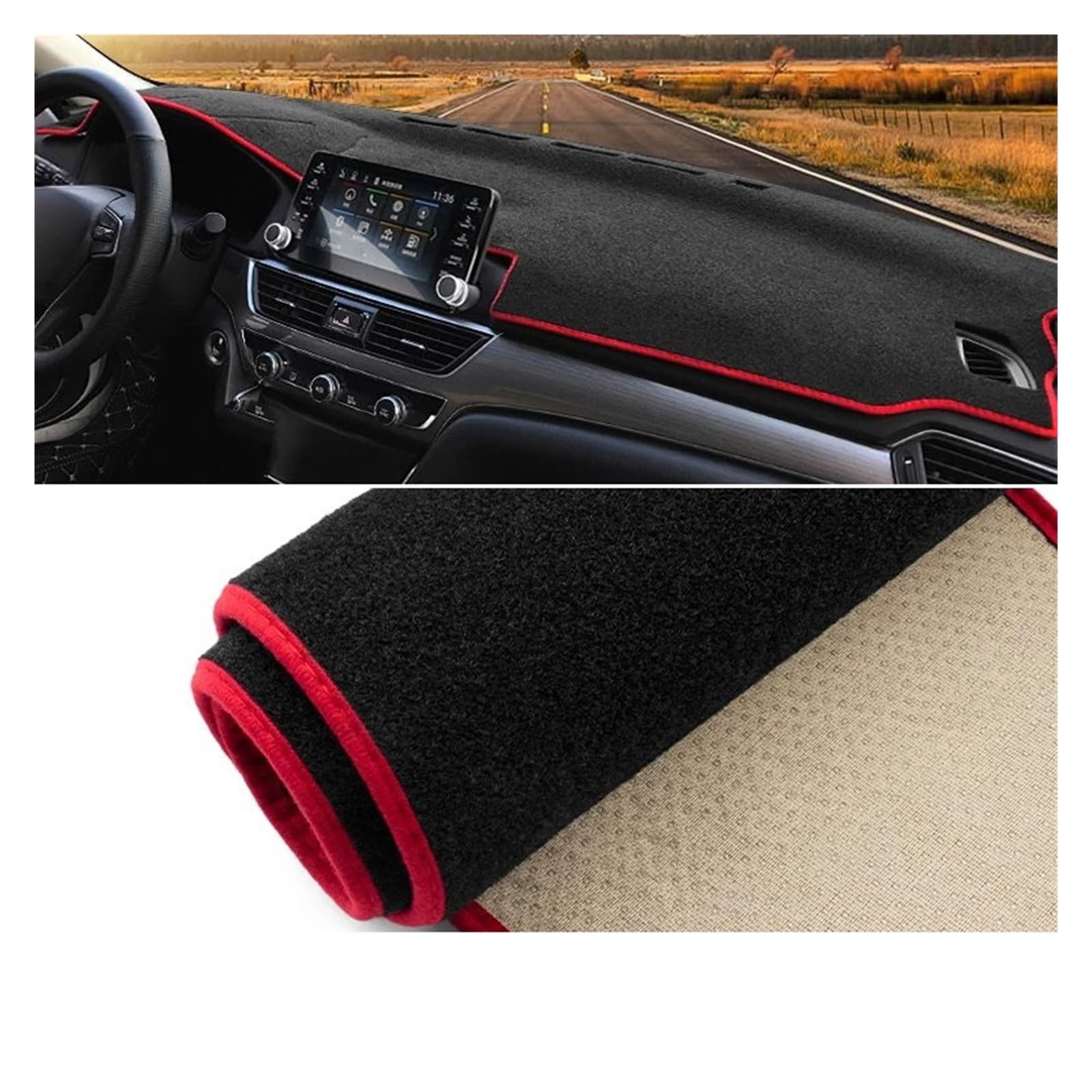 Car Dashboard Cover Pad Für Accord 2018 2019 2020 2021 2022 10. Auto-Armaturenbrett-Abdeckung Sonnenschutzmatte Instrumententafel-Teppich(A LHD Red Side) von AVNVNCNO