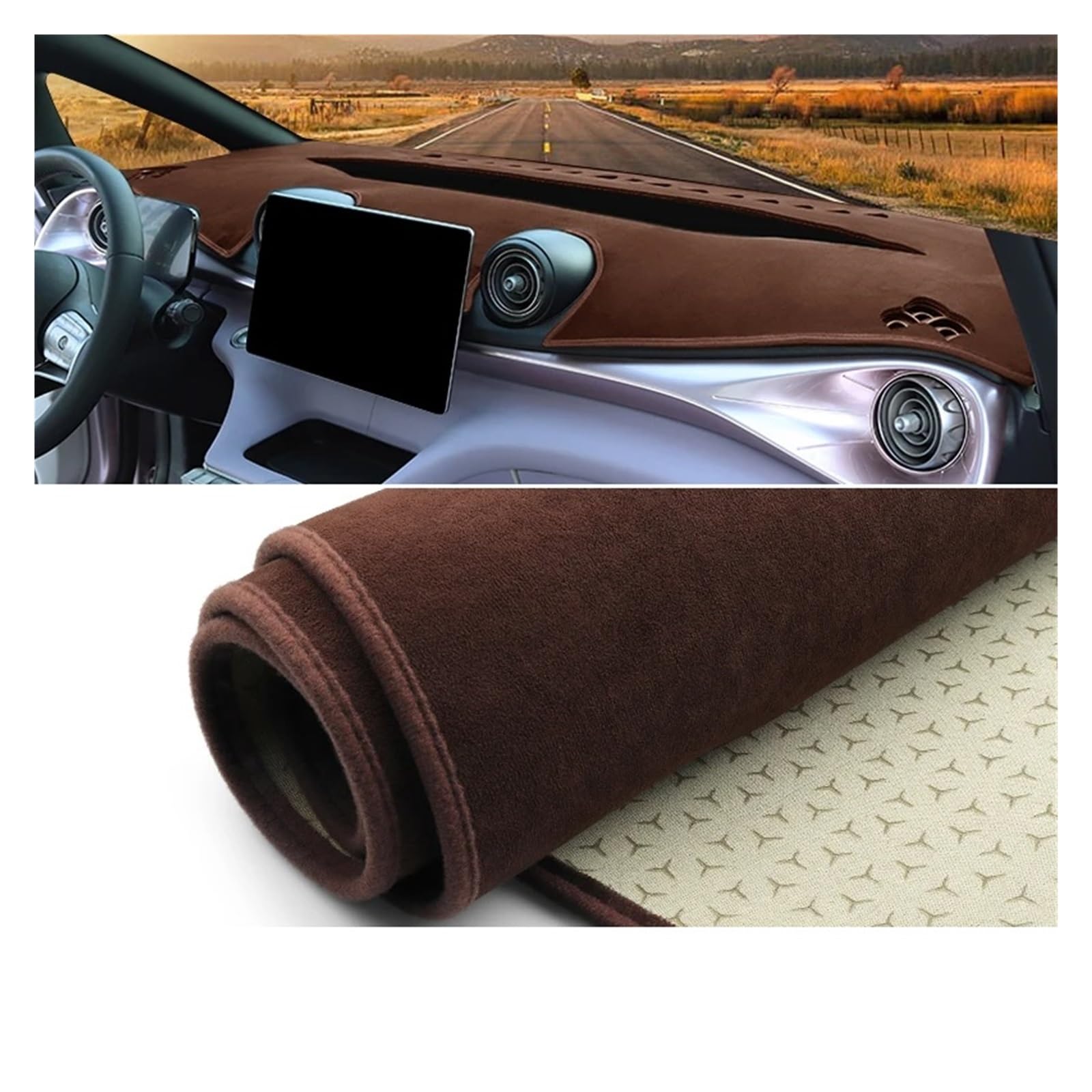 Car Dashboard Cover Pad Für BYD Für Dolphin Für EA1 Für EV 2021 2022 2023 2024 Auto-Armaturenbrett-Abdeckung Sonnenschutzmatte Instrumententeppich Armaturenbrettmatte(B Brown LHD) von AVNVNCNO