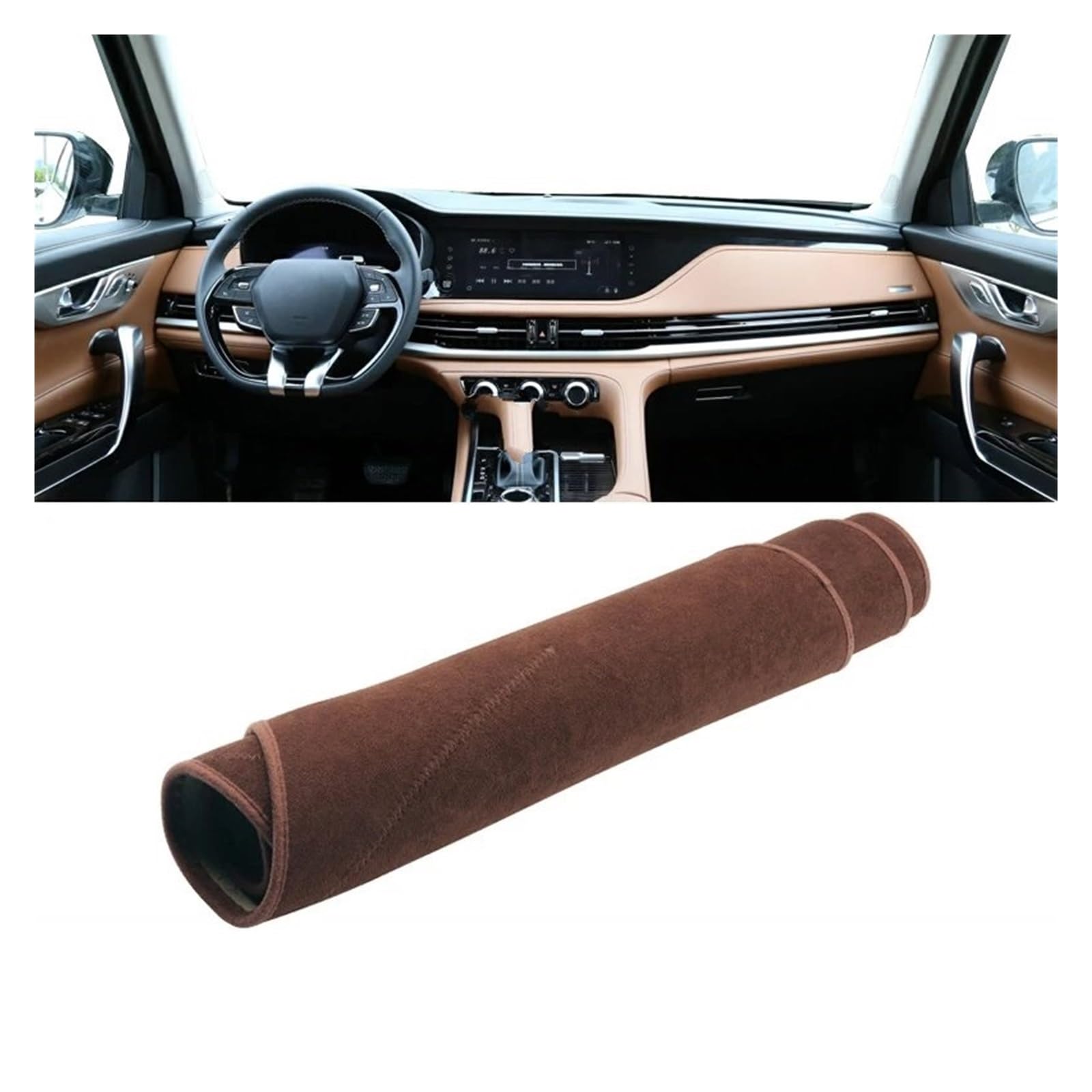 Car Dashboard Cover Pad Für Changan Für CS95 2019 2020 2021 2022 2023 Auto Armaturenbrett Abdeckung Instrument Schreibtisch Sonnenschutz Matte rutschfeste Unterlage(B Brown) von AVNVNCNO