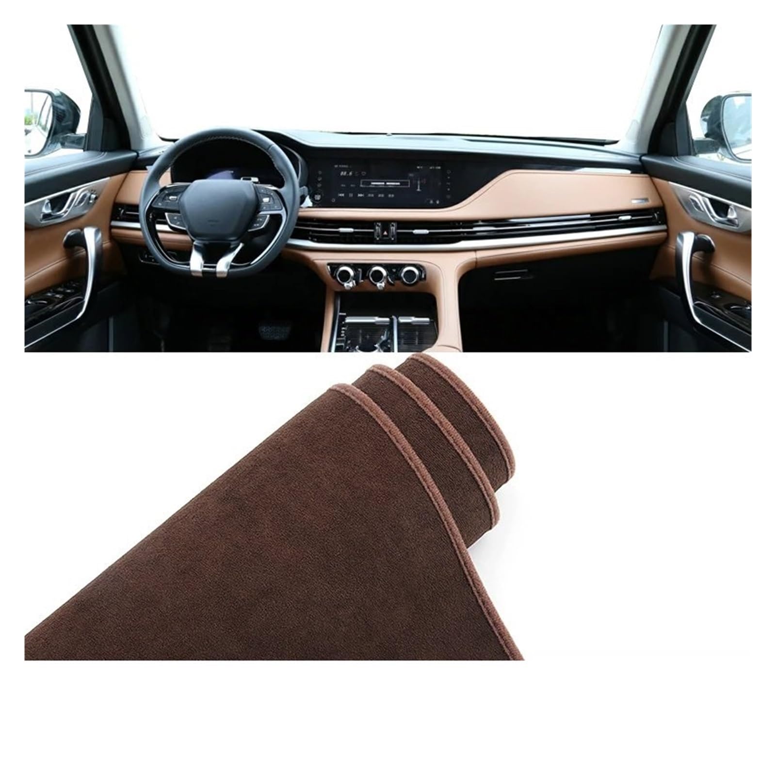 Car Dashboard Cover Pad Für Changan Für CS95 2019 2020 2021 2022 2023 Auto Armaturenbrett Pad Instrument Schreibtisch Abdeckung Matte rutschfest(B Brown) von AVNVNCNO