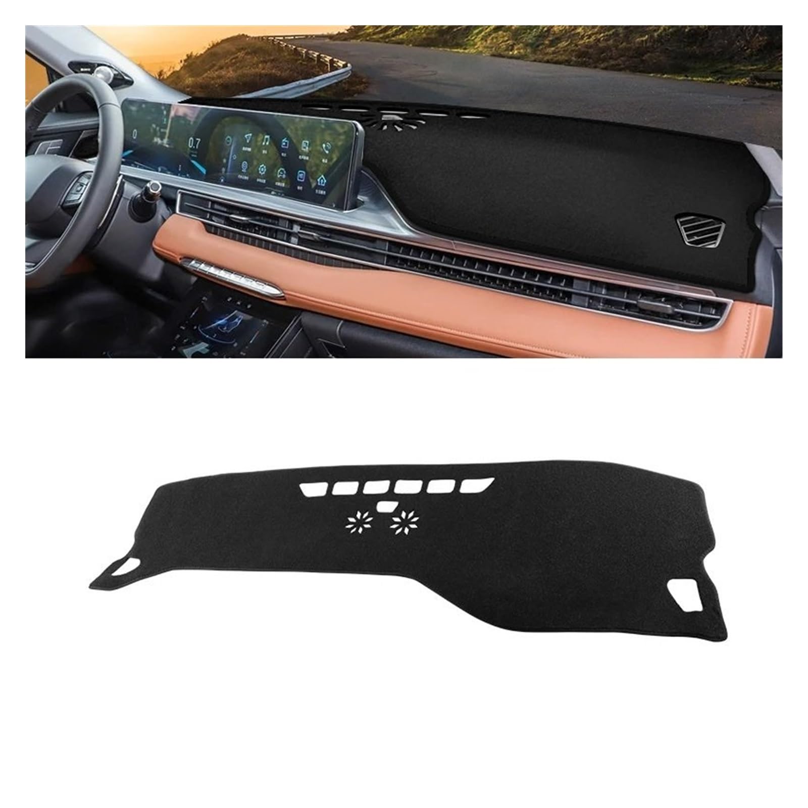 Car Dashboard Cover Pad Für Chery Für Tiggo 7 Pro Für Max 2021 2022 2023 Für Tiggo7 Pro Auto-Armaturenbrett-Abdeckung Armaturenbrettmatte Sonnenschutz rutschfeste Unterlage(A Black Side) von AVNVNCNO