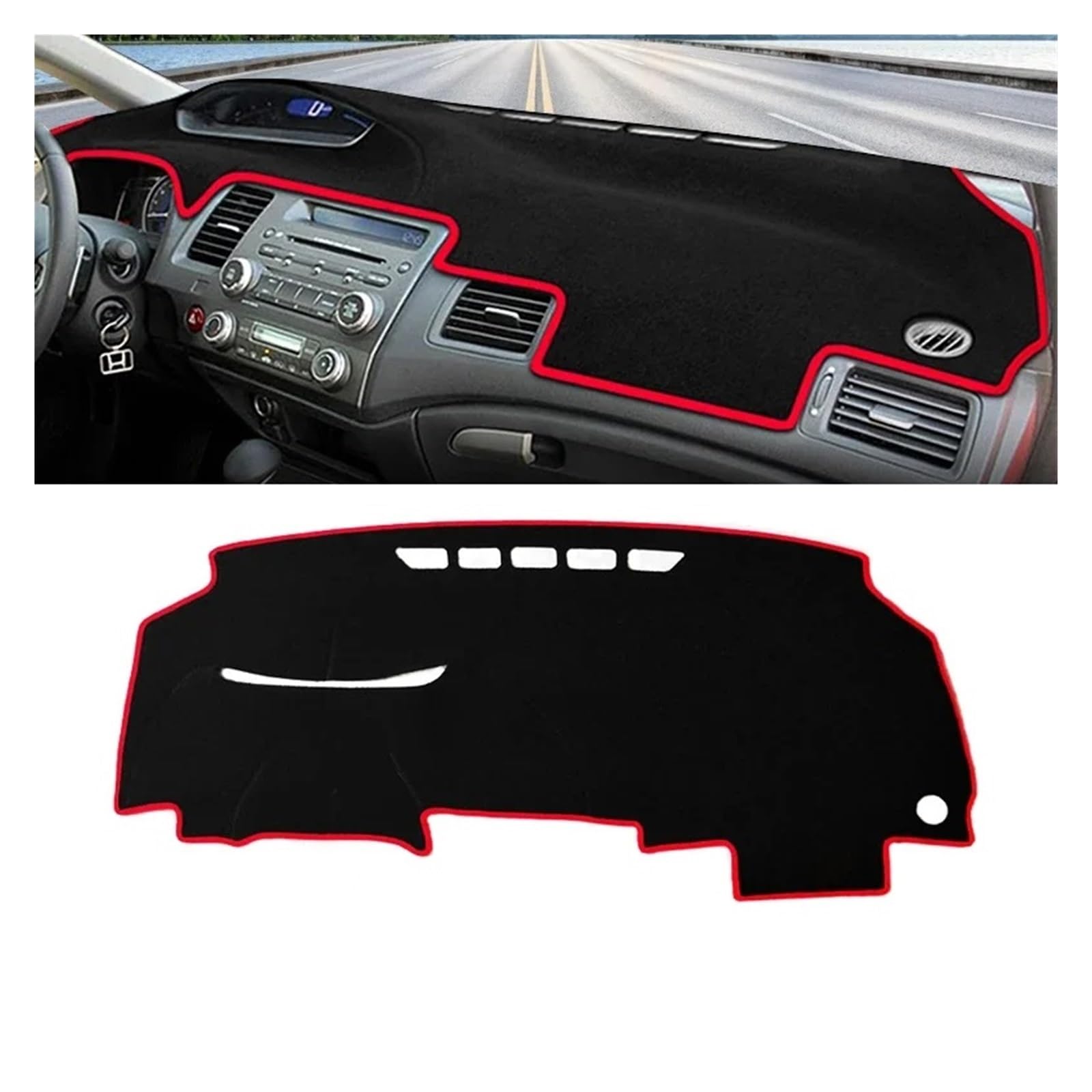 Car Dashboard Cover Pad Für Civic Für 8. 2006 2007 2008 2009 2010 2011 Auto Armaturenbrett Abdeckung Instrument Schreibtisch Sonnenschutz Matte rutschfeste Unterlage(A Red Side) von AVNVNCNO