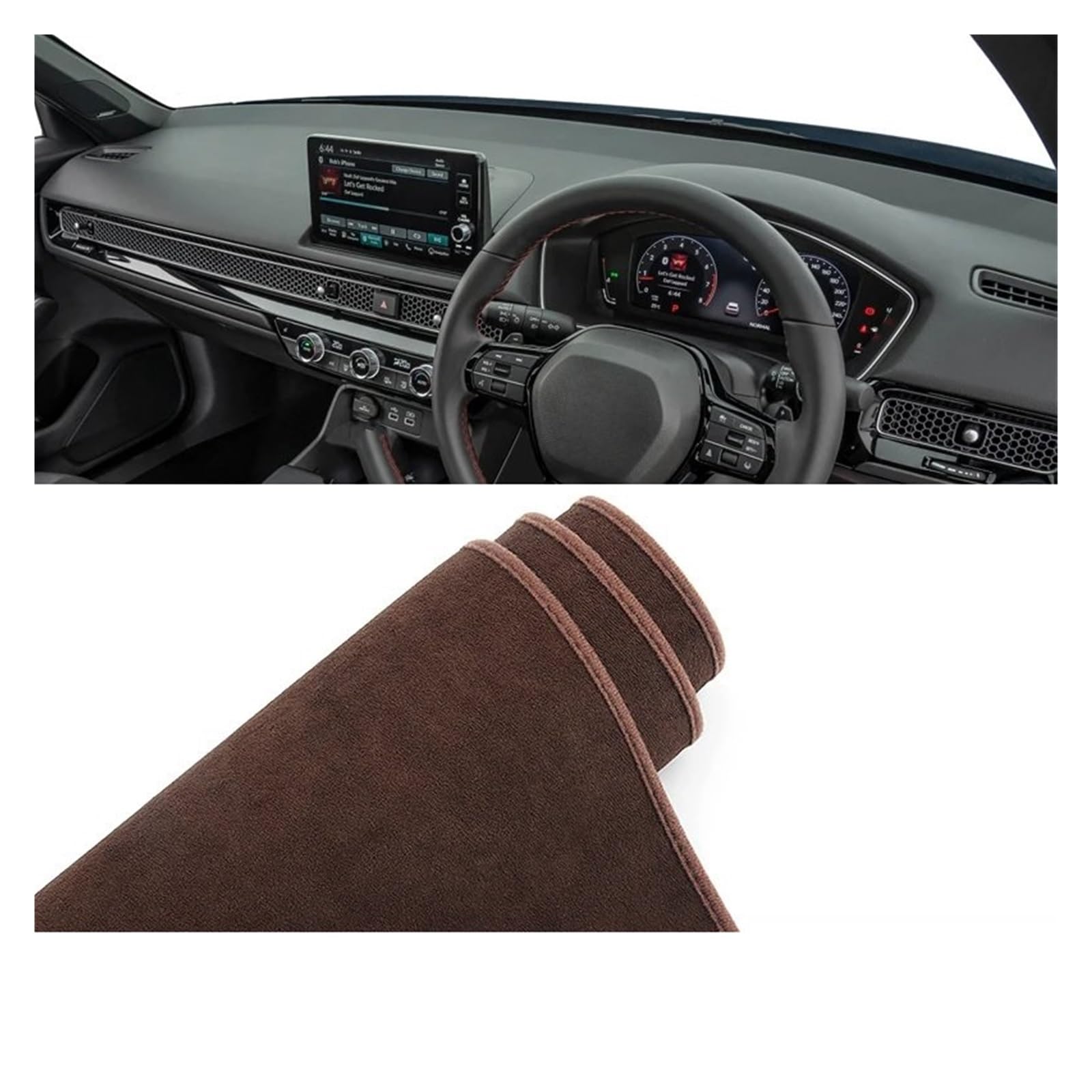 Car Dashboard Cover Pad Für Civic Für Die 11. Generation 2021 2022 2023 2024 Auto-Armaturenbrett-Sonnenschutzabdeckung rutschfeste Matten Instrumententeppichschutz(B RHD Brown) von AVNVNCNO