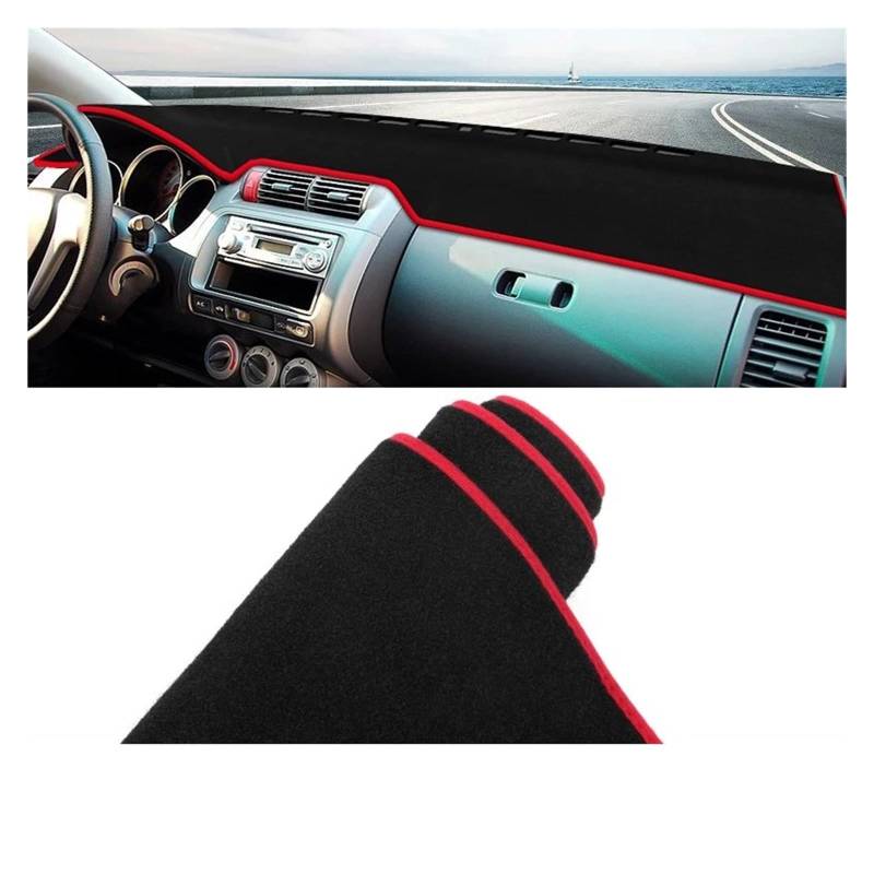 Car Dashboard Cover Pad Für Fit Für Jazz Für GD 2001 2002 2003 2004 2005 2006 2007 Auto-Armaturenbrett-Abdeckungsmatte Instrumententafel-Teppich(A LHD Red Side) von AVNVNCNO