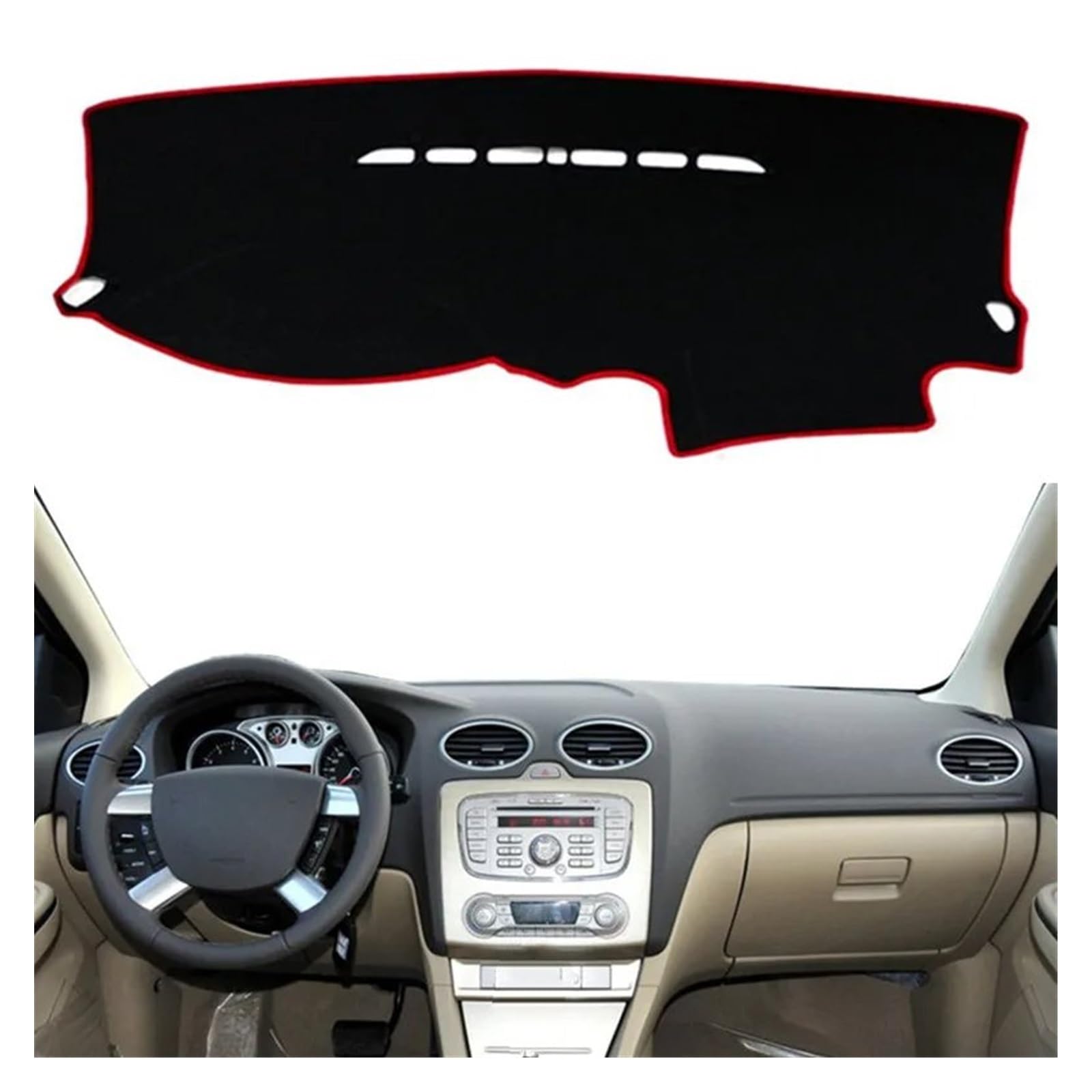 Car Dashboard Cover Pad Für Ford Für Focus 2005-2009 2010 2011 Armaturenbrettabdeckung Dash Mat Dashmat Pad Sonnenblende Schützen Teppich Kissen(Rot,Lhd) von AVNVNCNO