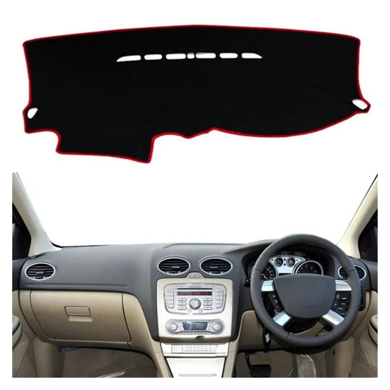 Car Dashboard Cover Pad Für Ford Für Focus 2005-2009 2010 2011 Armaturenbrettabdeckung Dash Mat Dashmat Pad Sonnenblende Schützen Teppich Kissen(Rot,RHD) von AVNVNCNO