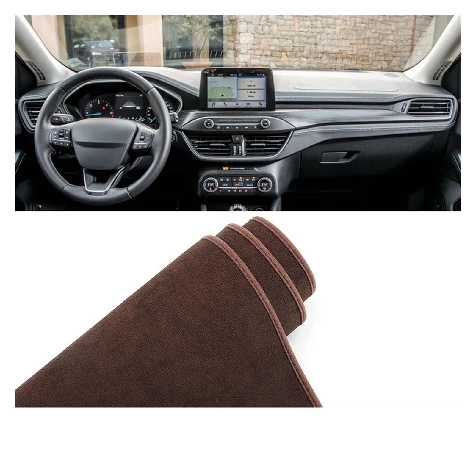 Car Dashboard Cover Pad Für Ford Für Focus Für MK4 IV 2018 2019 2020 2021 2022 2023 Auto Armaturenbrett Abdeckung Matte Armaturenbrett Sonnenschutz Pad Fall(B Brown LHD) von AVNVNCNO