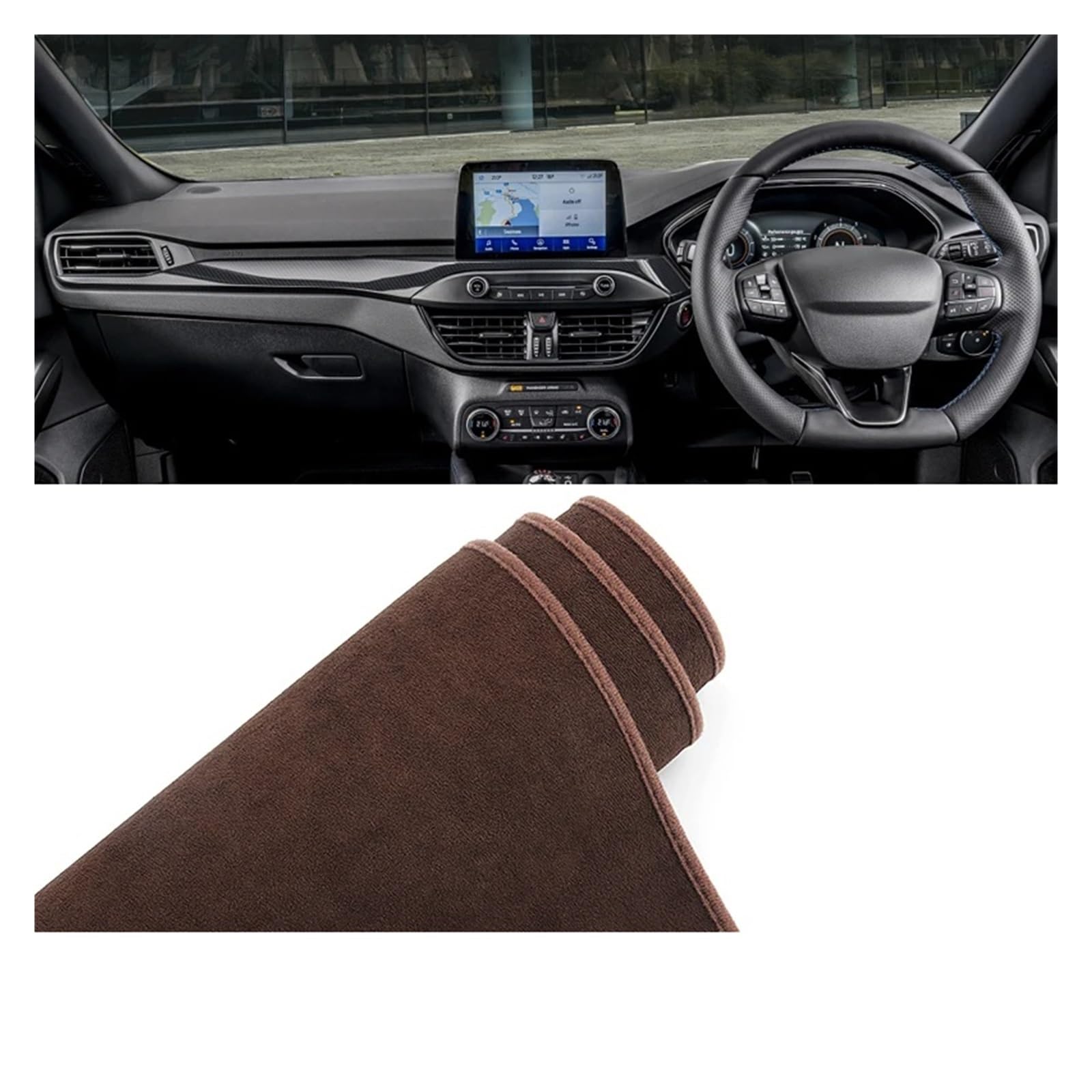 Car Dashboard Cover Pad Für Ford Für Focus Für MK4 IV 2018 2019 2020 2021 2022 2023 Auto Armaturenbrett Abdeckung Matte Armaturenbrett Sonnenschutz Pad Fall(B Brown RHD) von AVNVNCNO