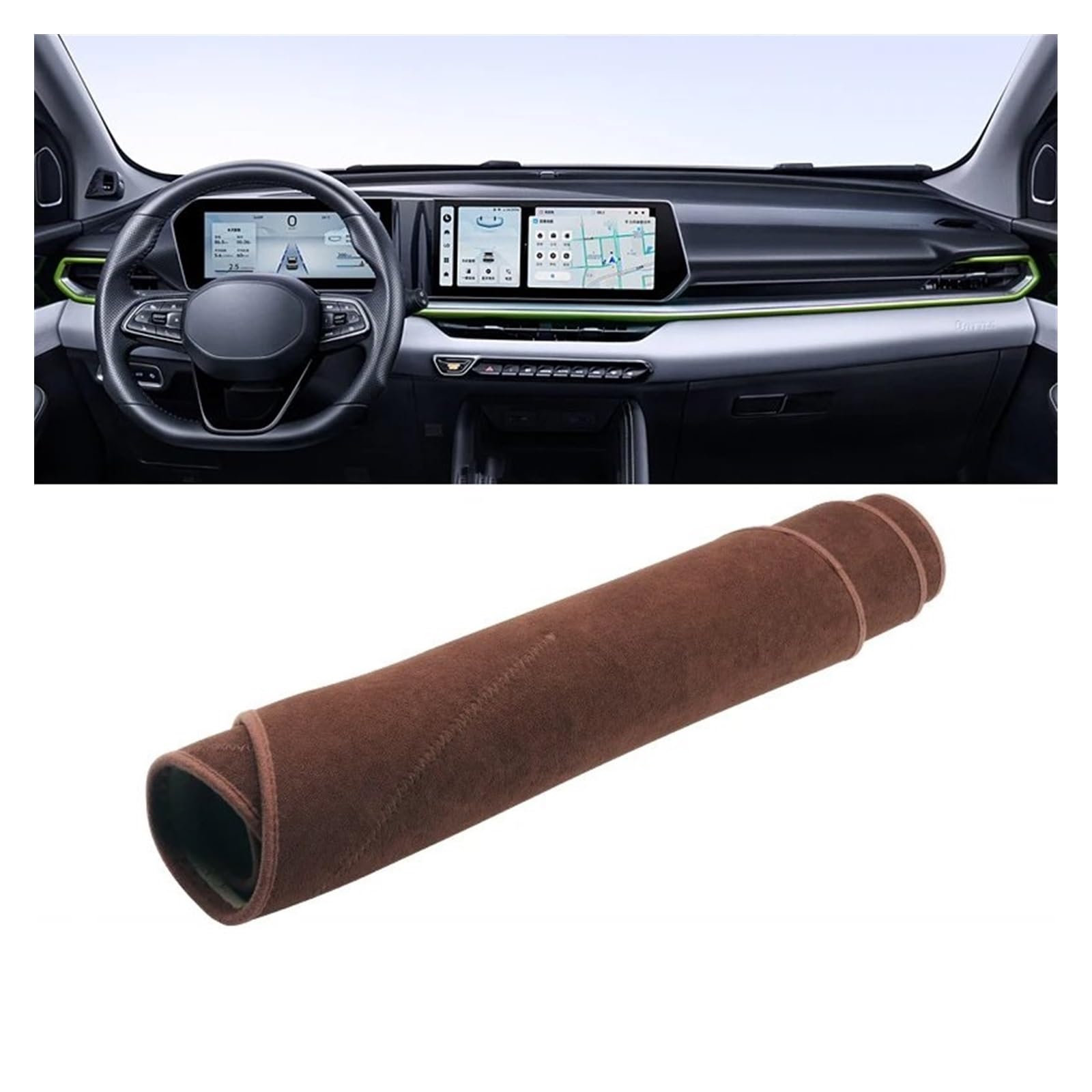 Car Dashboard Cover Pad Für Geely Für Coolray 2022 2023 2024 Auto-Armaturenbrett-Abdeckung, Vermeiden Sie Lichtpolster, Sonnenschutz, Teppiche, Fall, rutschfeste Schutzmatte(B Brown) von AVNVNCNO