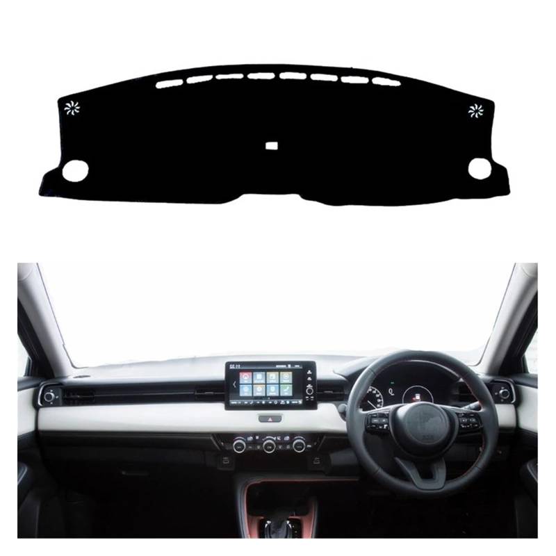 Car Dashboard Cover Pad Für HRV Für HR-V Für Vezel 2022 2023 2024 Dashmat Dashboard Abdeckung Matte Pad Dash Sonnenschirm Schützen Teppich Teppich(Schwarz,RHD) von AVNVNCNO