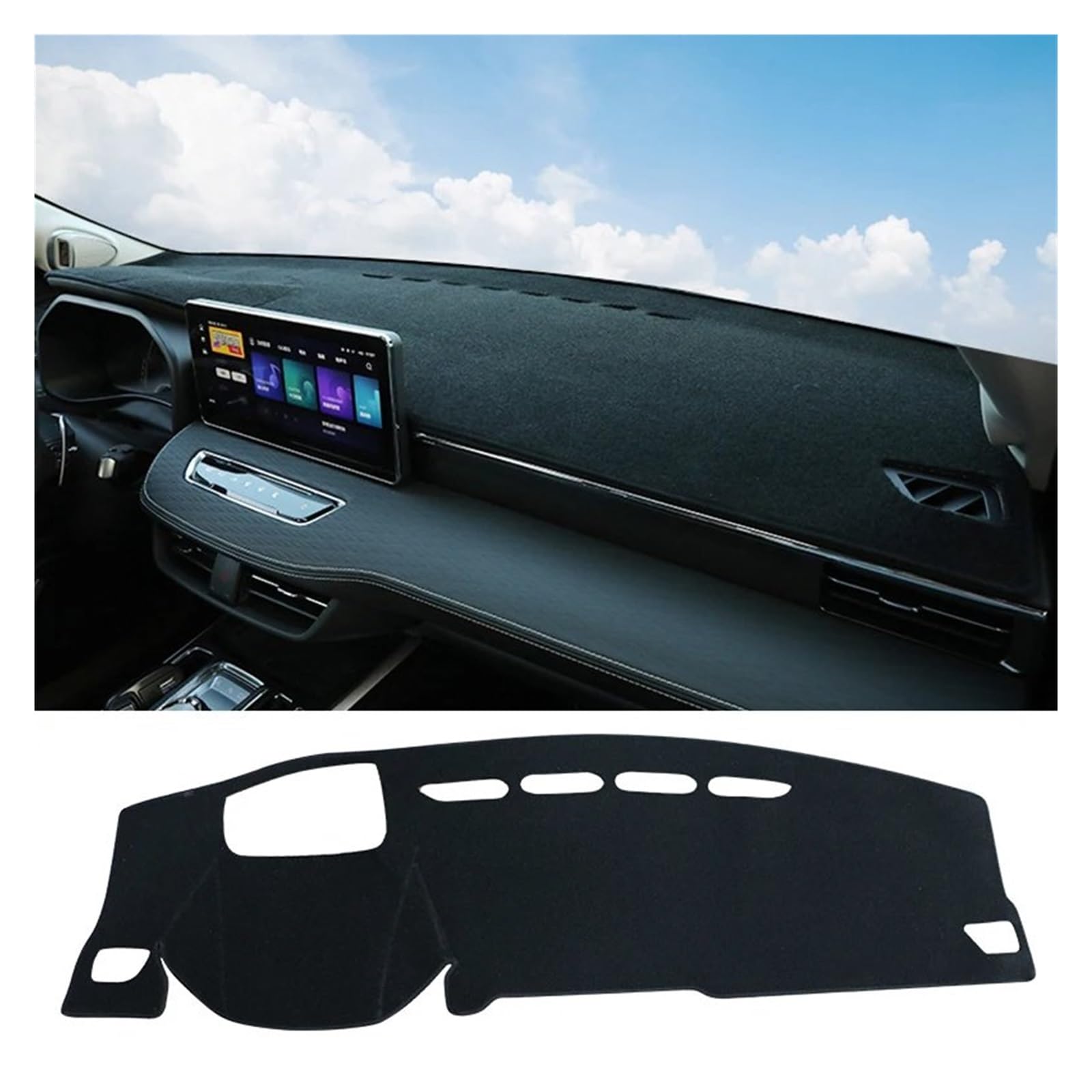 Car Dashboard Cover Pad Für Haval Für Jolion 2021 2022 2023 LHD RHD Auto Armaturenbrett Sonnenschutzmatte Instrument Schreibtischabdeckung rutschfeste Unterlage(with HUD Black LHD) von AVNVNCNO