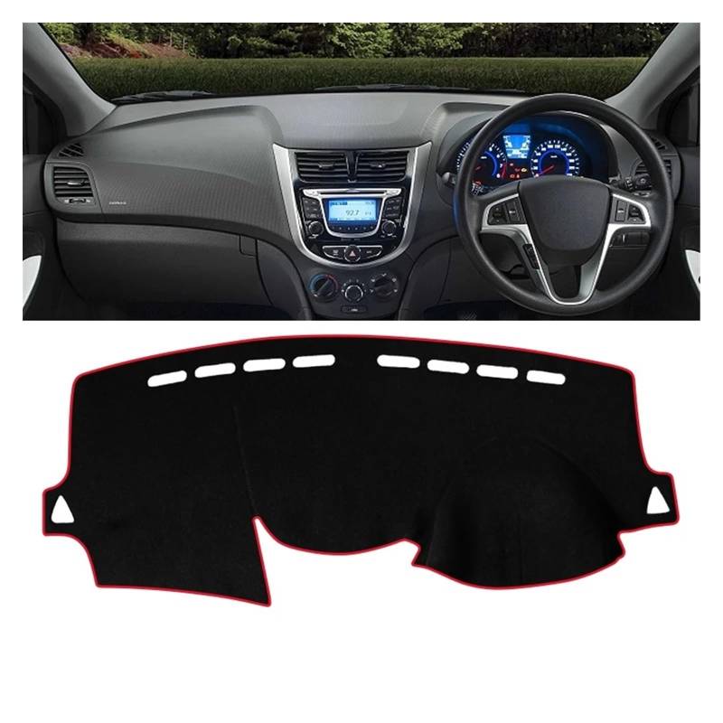 Car Dashboard Cover Pad Für Hyundai Für Accent Für Solaris Für Verna Für RB Für I25 10-16 Auto-Armaturenbrett-Abdeckungsmatte Sonnenschutzpolster(RHD Red Side) von AVNVNCNO