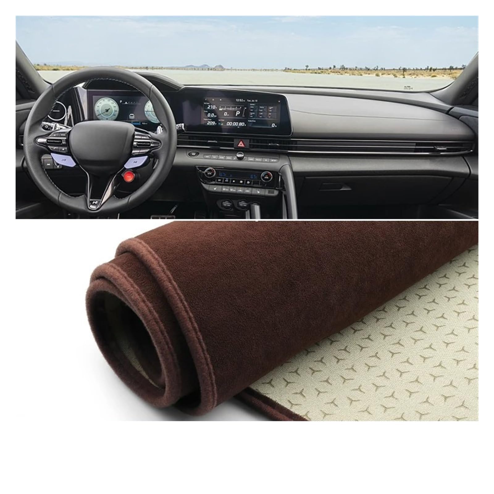 Car Dashboard Cover Pad Für Hyundai Für Elantra Für CN7 2021 2022 2023 Auto-Armaturenbrett-Abdeckung Sonnenschutzmatte rutschfeste Pad-Schutz(B LHD Brown) von AVNVNCNO