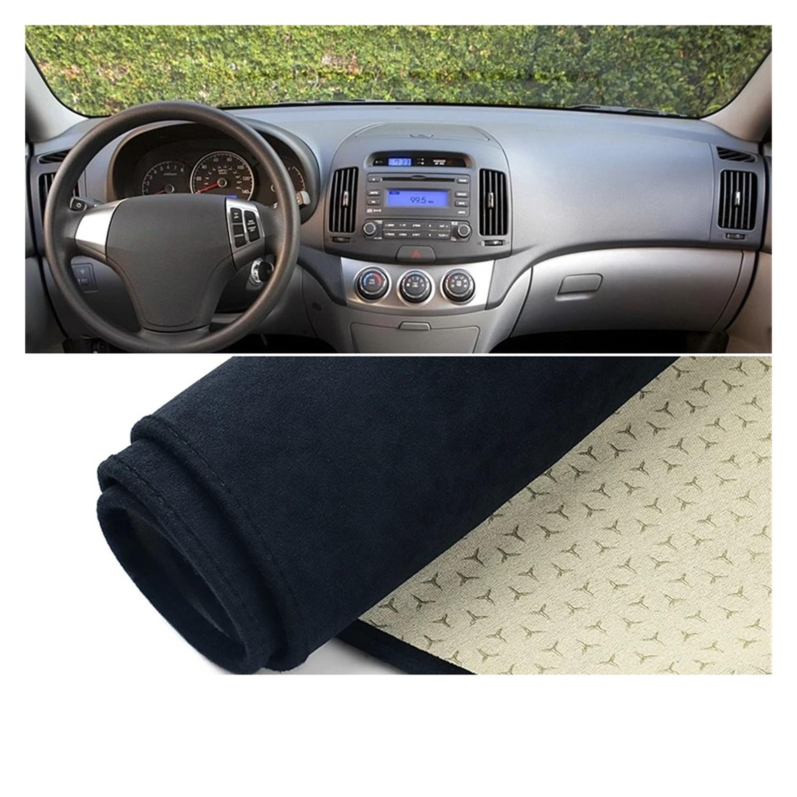 Car Dashboard Cover Pad Für Hyundai Für Elantra Für HD 2007 2008 2009 2010 Auto-Armaturenbrett-Abdeckung Armaturenbrett-Matte Teppichumhang Sonnenschutz rutschfeste Pads(B LHD Black) von AVNVNCNO