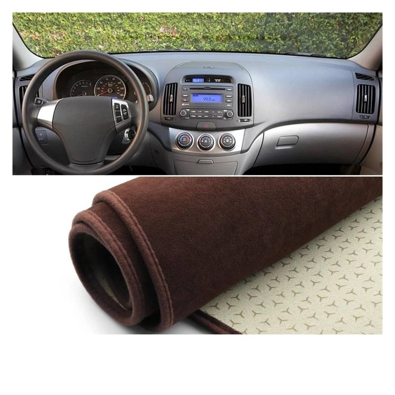 Car Dashboard Cover Pad Für Hyundai Für Elantra Für HD 2007 2008 2009 2010 Auto-Armaturenbrett-Abdeckung Armaturenbrett-Matte Teppichumhang Sonnenschutz rutschfeste Pads(B LHD Brown) von AVNVNCNO