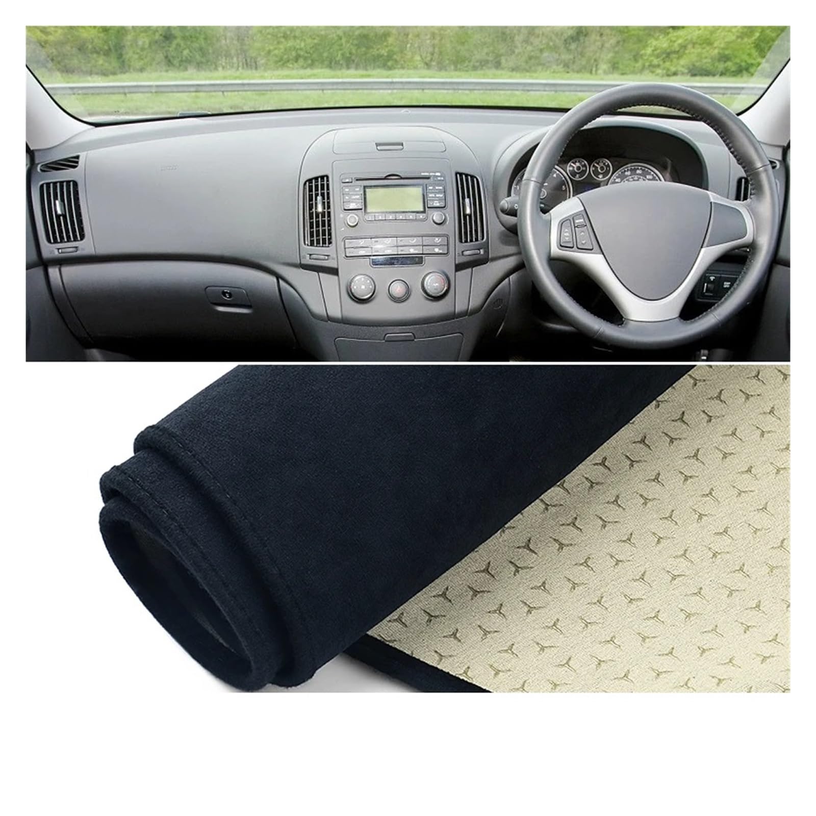 Car Dashboard Cover Pad Für Hyundai Für Elantra Für HD 2007 2008 2009 2010 Auto-Armaturenbrett-Abdeckung Armaturenbrett-Matte Teppichumhang Sonnenschutz rutschfeste Pads(B RHD Black) von AVNVNCNO