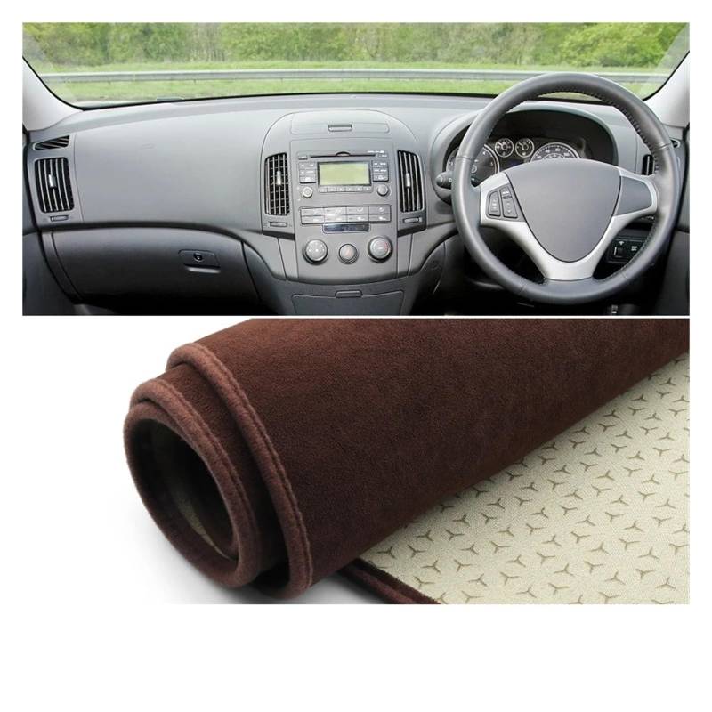 Car Dashboard Cover Pad Für Hyundai Für Elantra Für HD 2007 2008 2009 2010 Auto-Armaturenbrett-Abdeckung Armaturenbrett-Matte Teppichumhang Sonnenschutz rutschfeste Pads(B RHD Brown) von AVNVNCNO