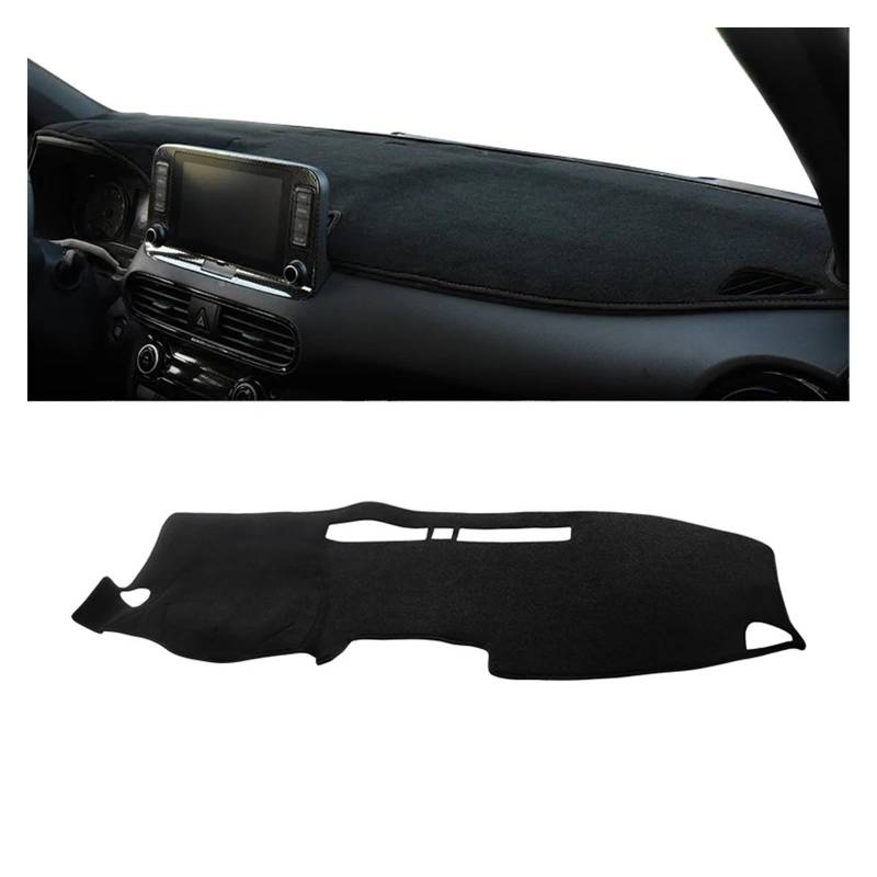 Car Dashboard Cover Pad Für Hyundai Für KONA 2017 2018 2019 2020 2021 2022 2023 Auto Dashboard Sonnenschutz Pad Instrument Schreibtisch Abdeckung Matten(A LHD Black Side) von AVNVNCNO