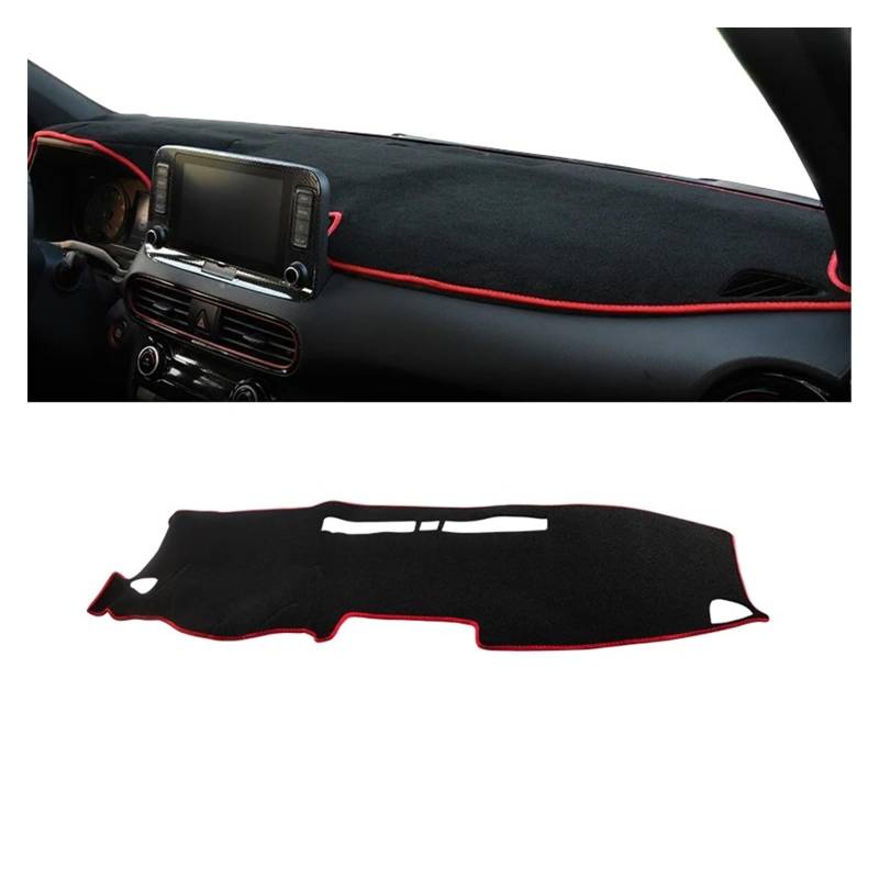 Car Dashboard Cover Pad Für Hyundai Für KONA 2017 2018 2019 2020 2021 2022 2023 Auto Dashboard Sonnenschutz Pad Instrument Schreibtisch Abdeckung Matten(A LHD Red Side) von AVNVNCNO