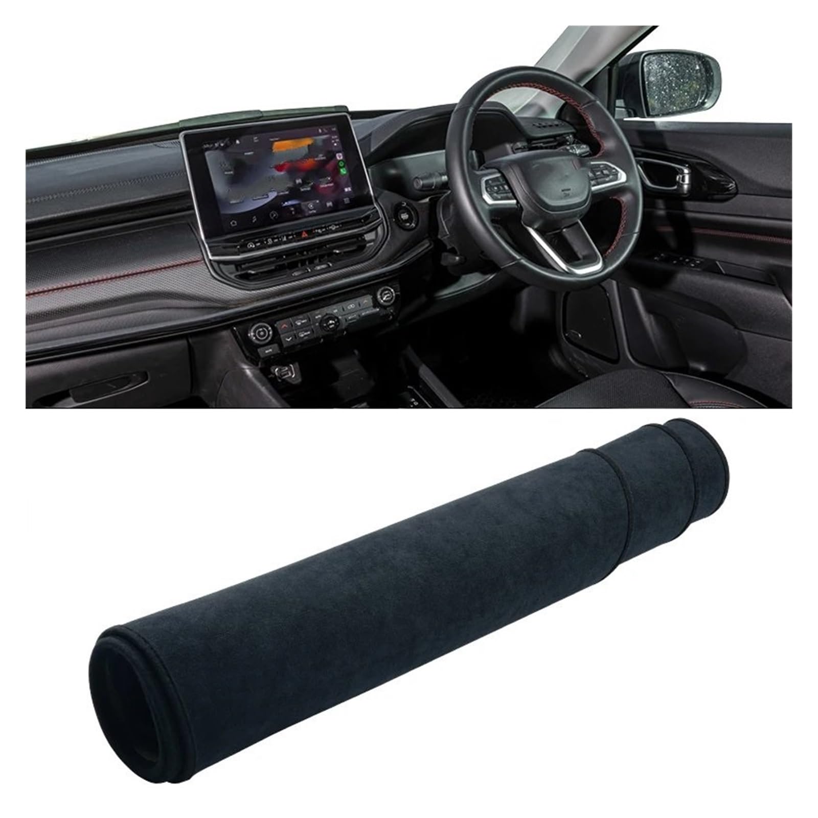 Car Dashboard Cover Pad Für Jeep Für Kompass 2021 2022 2023 2024 Auto Dashboard Abdeckung Pads Sonnenschutz Matten Instrument Panel Teppiche(Black RHD) von AVNVNCNO