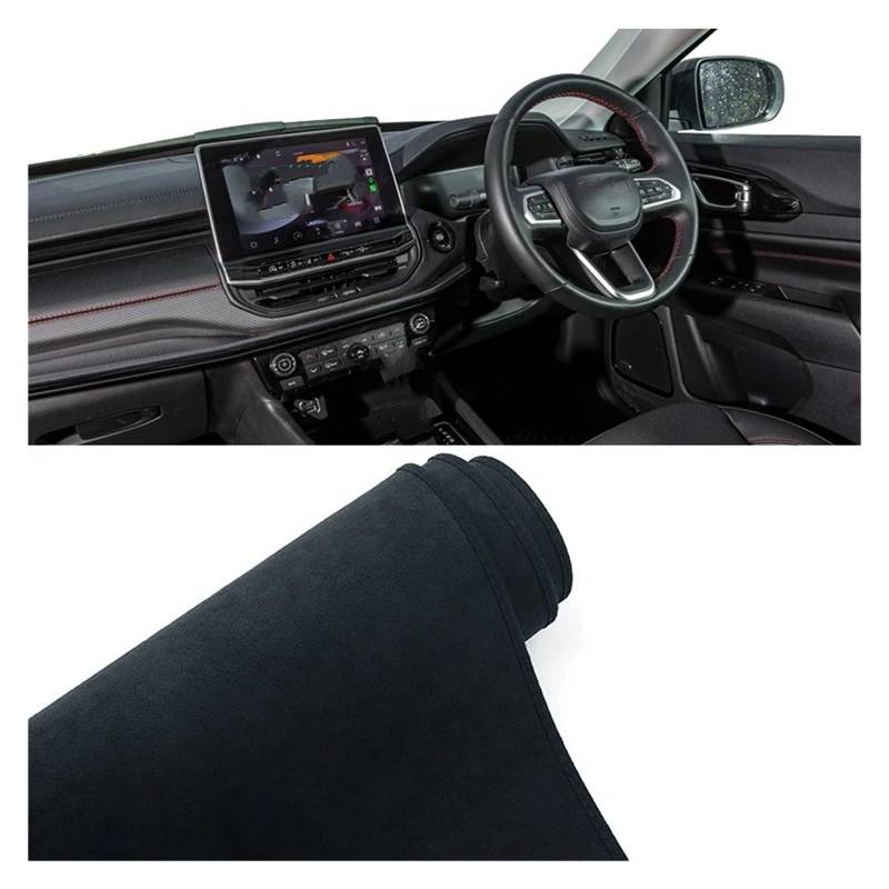 Car Dashboard Cover Pad Für Jeep Für Kompass 2021 2022 2023 2024 Für E-Hybrid Auto Armaturenbrett Abdeckung rutschfeste Matte Instrument Teppich(B Black RHD) von AVNVNCNO