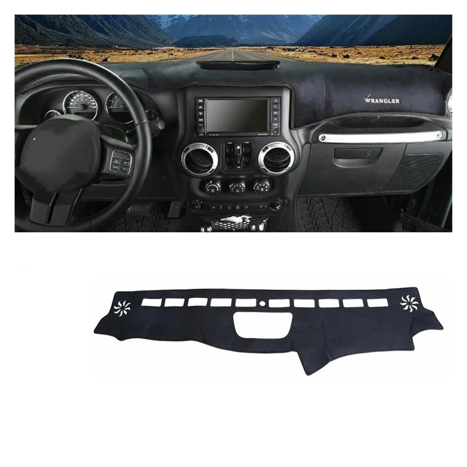 Car Dashboard Cover Pad Für Jeep Für Wrangler Für JK 2007 2008 2009 2010 2011 2012 2013 2014 2015 2016 2017 Auto-Armaturenbrett-Abdeckungsmatte rutschfeste Unterlage(Black LHD) von AVNVNCNO