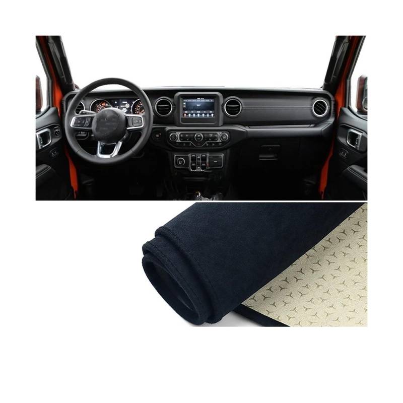 Car Dashboard Cover Pad Für Jeep Für Wrangler Für JL 2018 2019 2020 2021 2022 2023 2024 Armaturenbrett-Abdeckungsmatte Auto-Instrumententafel-Teppich rutschfeste Unterlage(Black LHD) von AVNVNCNO