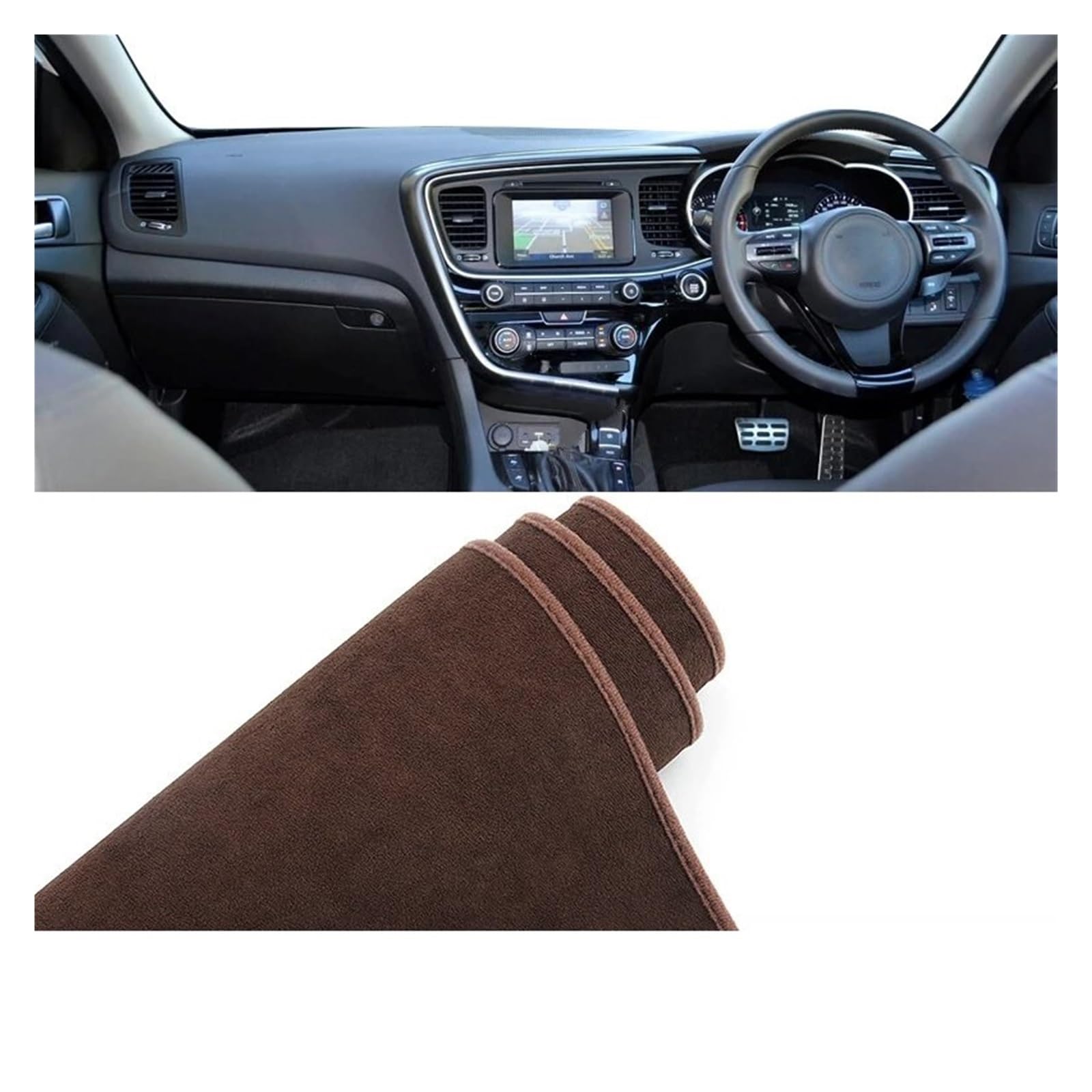 Car Dashboard Cover Pad Für Kia Für Optima Für K5 2011 2012 2013 2014 2015 Auto-Armaturenbrett-Abdeckungsmatte Sonnenschutzpolster rutschfeste Hülle(B Brown RHD) von AVNVNCNO