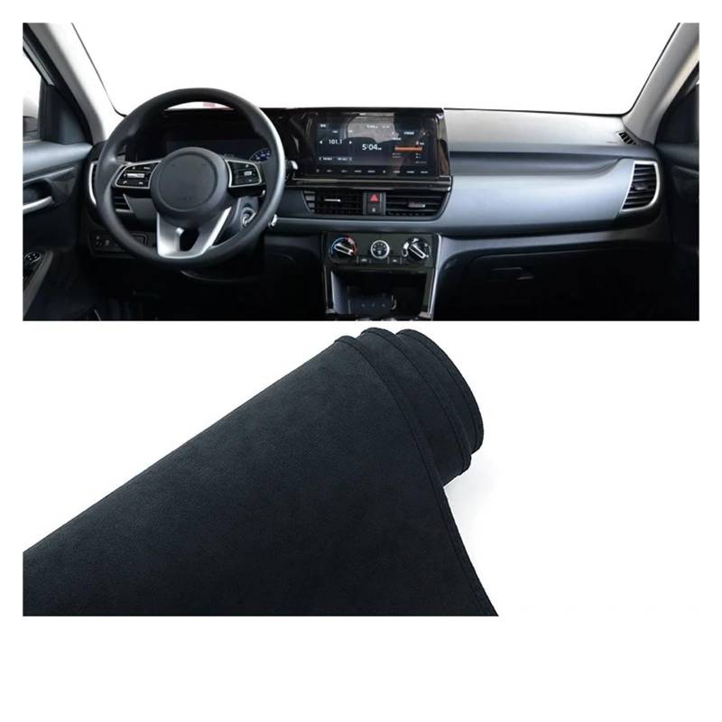 Car Dashboard Cover Pad Für Kia Für Seltos Für SP2 2020 2021 2022 2023 2024 Auto Dashboard Abdeckung Matte Sonnenschutz Teppich Pad(B Black LHD) von AVNVNCNO