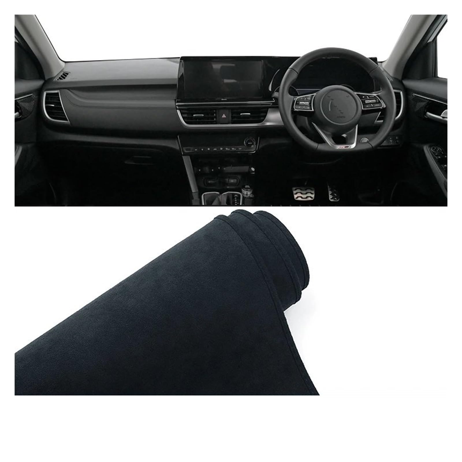 Car Dashboard Cover Pad Für Kia Für Seltos Für SP2 2020 2021 2022 2023 2024 Auto Dashboard Abdeckung Matte Sonnenschutz Teppich Pad(B Black RHD) von AVNVNCNO