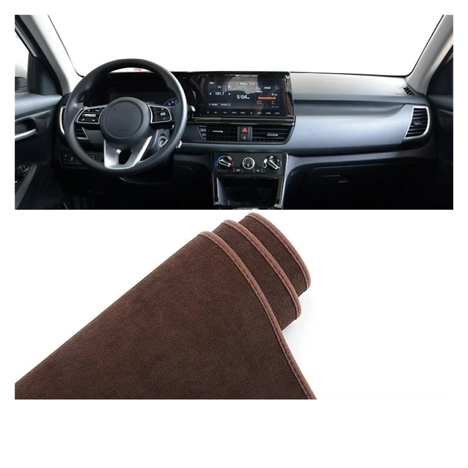 Car Dashboard Cover Pad Für Kia Für Seltos Für SP2 2020 2021 2022 2023 2024 Auto Dashboard Abdeckung Matte Sonnenschutz Teppich Pad(B Brown LHD) von AVNVNCNO