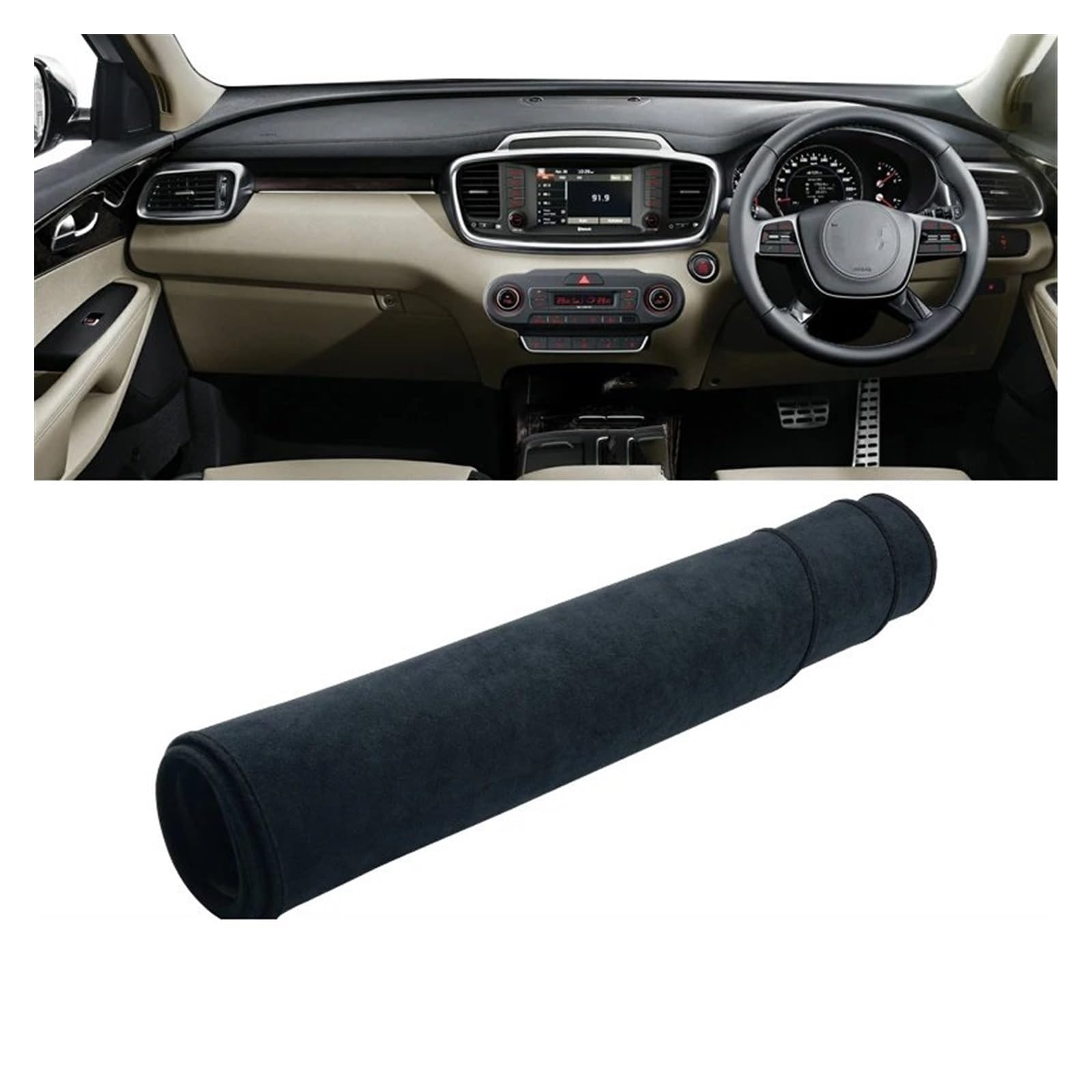 Car Dashboard Cover Pad Für Kia Für Sorento 3 UM 2015-2019 2020 Auto Armaturenbrett Abdeckung Matte Sonnenschutz Pad Instrumententafel Teppiche(B RHD Black) von AVNVNCNO